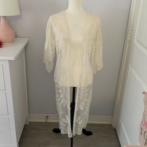 Rebellion Again Sheer Ivory Boho Kimono | Size S